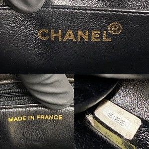 Chanel No. 3 Matelasse Logo Lambskin Boston Bag Black x White [Used] [Authentic Guaranteed]